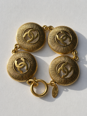 Chanel 1980's CC link gold plated logo bracelet