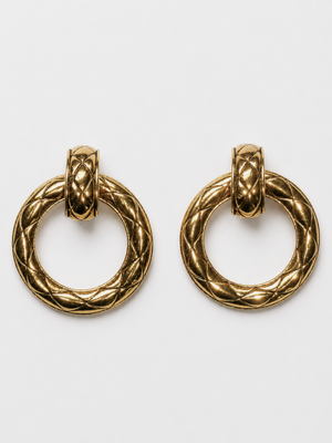 Chanel 1980's matelasse quilted clip on earrings