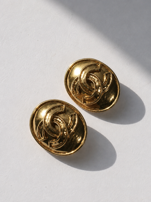 Chanel 1994 cc logo gold plated clip on earrings