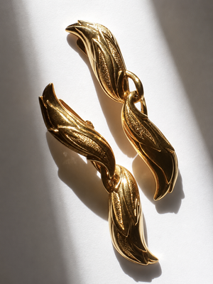 Fendi 1980's -1990's gold plated clip on earrings