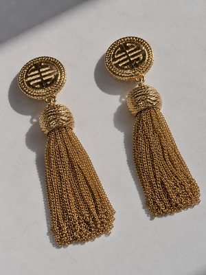 Givenchy 1980's gold plated tassel clip on earrings