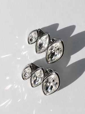 Yves Saint Laurent 1980's crystal teardrop clip on earrings