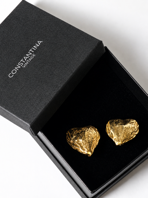 Yves Saint Laurent 1980's textured gold plated heart earrings